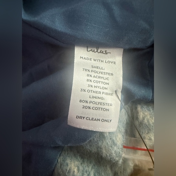 Lulus Snow Day Darling Blue And Cream Plaid Coat - Size XL - Picture 16 of 16